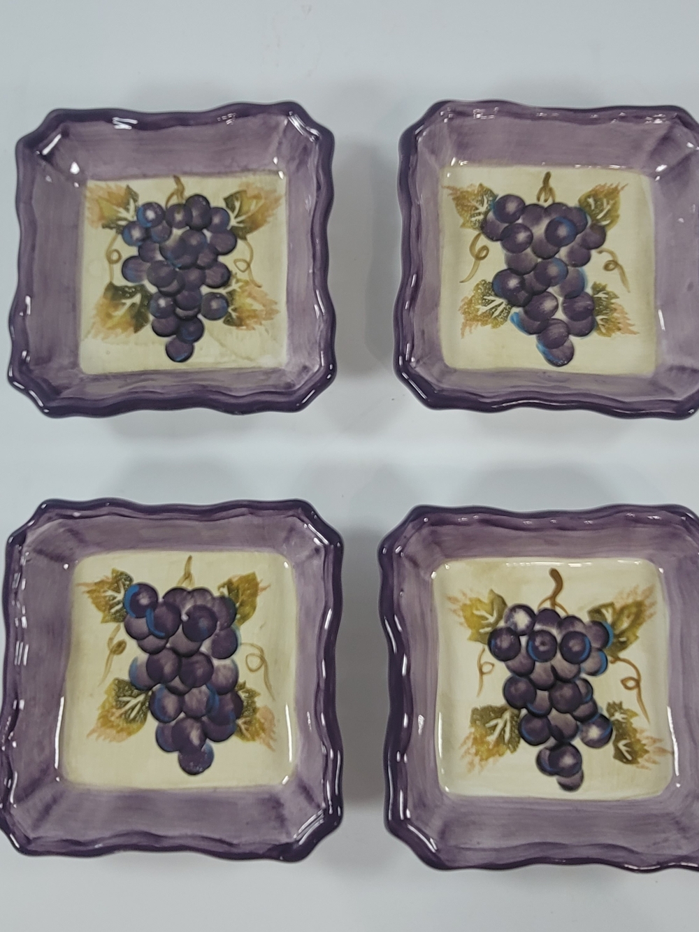 Tabletops Unlimited Merlot Grape Individual Dipping Bowl Dishes Purple Set of 4